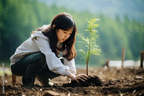 木を植える女性イメージ03