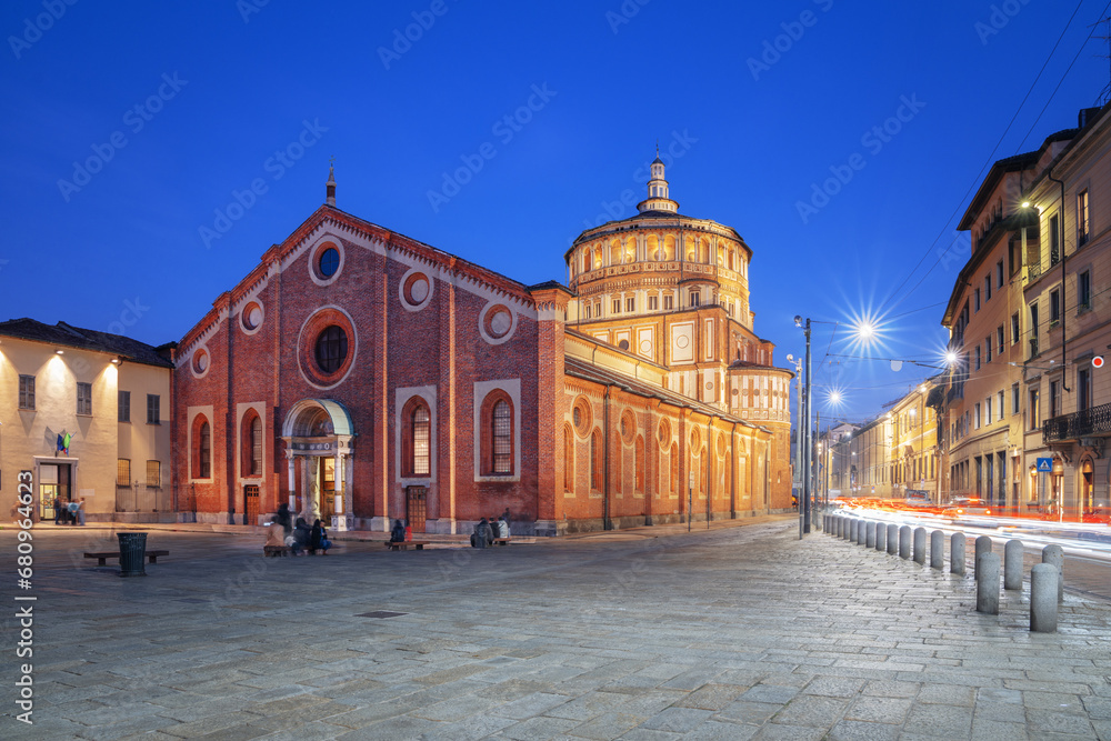 Santa Maria delle Grazie in Milan, Italy - obrazy, fototapety, plakaty 
