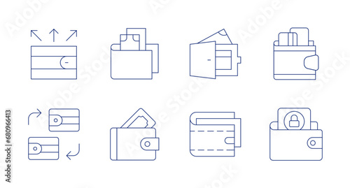 Wallet icons. Editable stroke. Containing expenses, exchange, wallet. © Spaceicon