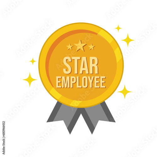 Star employee company business best performer success icon badge golden design vector