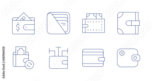 Wallet icons. Editable stroke. Containing payment method, wallet. © Spaceicon
