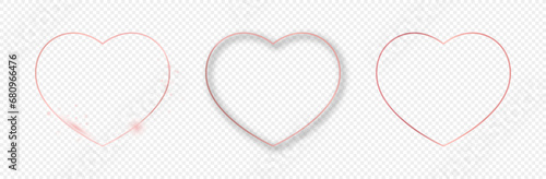 Rose gold glowing heart shape frame
