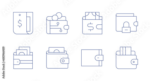 Wallet icons. Editable stroke. Containing wallet, digital wallet.