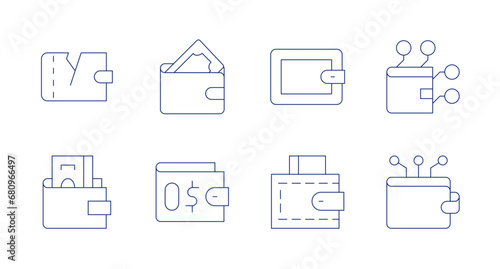 Wallet icons. Editable stroke. Containing wallet, no money, digital wallet, ewallet. © Spaceicon