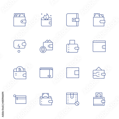 Wallet line icon set on transparent background with editable stroke. Containing banknote, loss, wallet, digital wallet. © Spaceicon