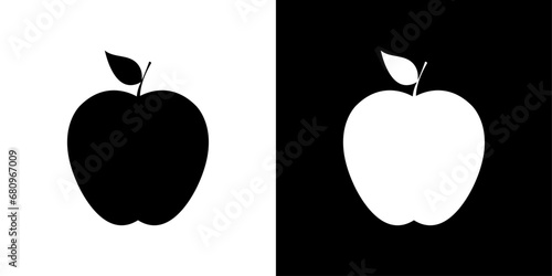 black and white apple symbol icon vector design