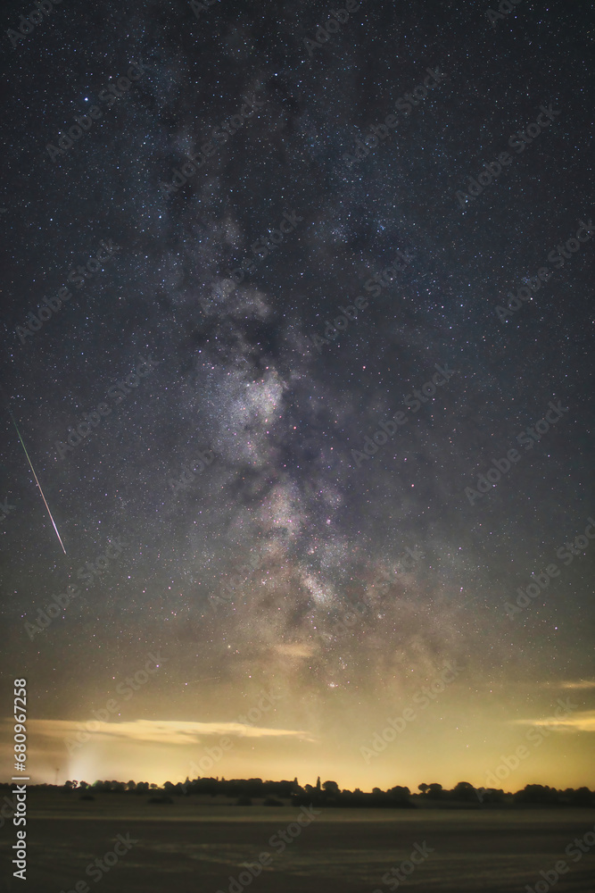 Milkyway over the field with perseids