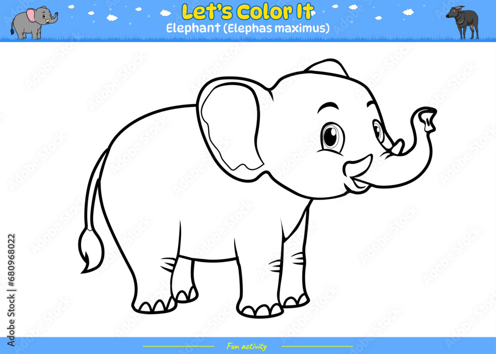 Naklejka premium Lets color it Elephant