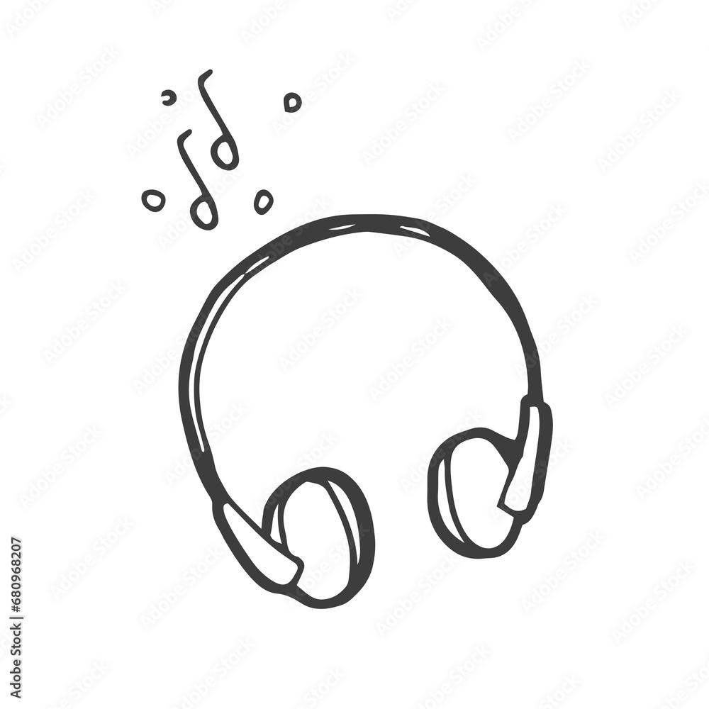 headphone icon vector doodle. sketch in doodle style. music concept headphone icon vector doodle. sketch in doodle style. music concept