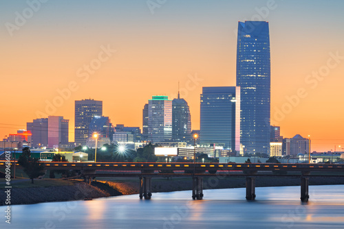 Oklahoma City  Oklahoma  USA Downtown Skyline on the Oklahoma River