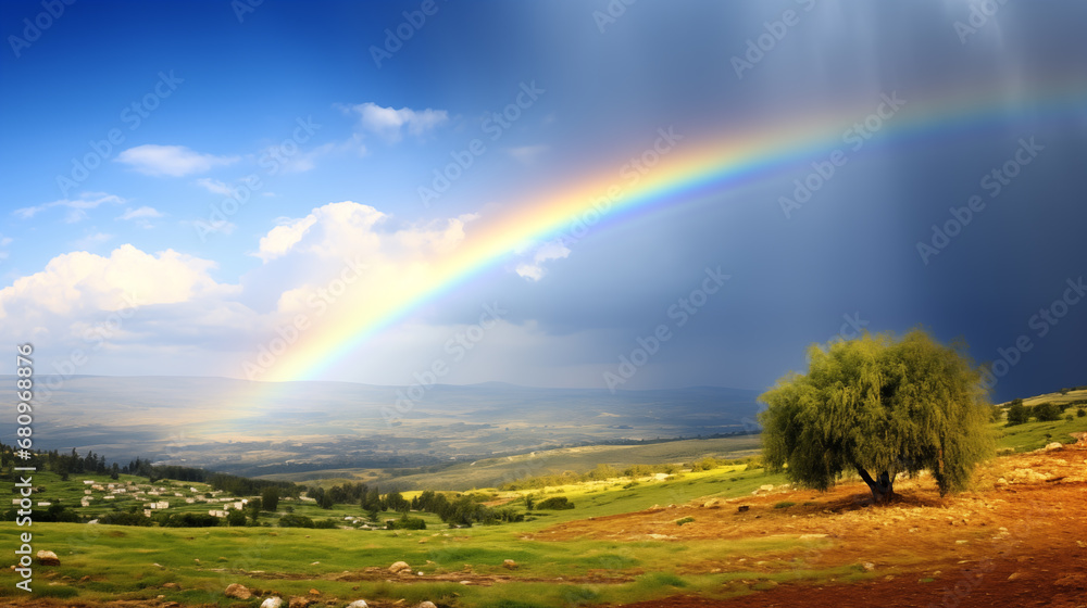 Obraz premium Landscape with a rainbow.