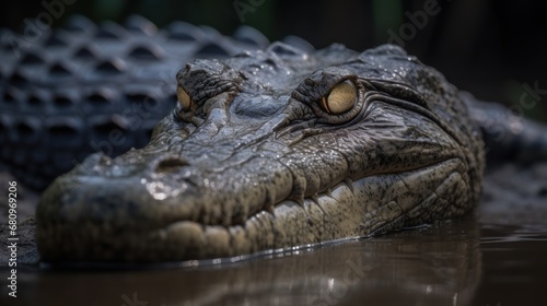 Close up of a crocodile in the water. Wildlife Concept. Wilderness.