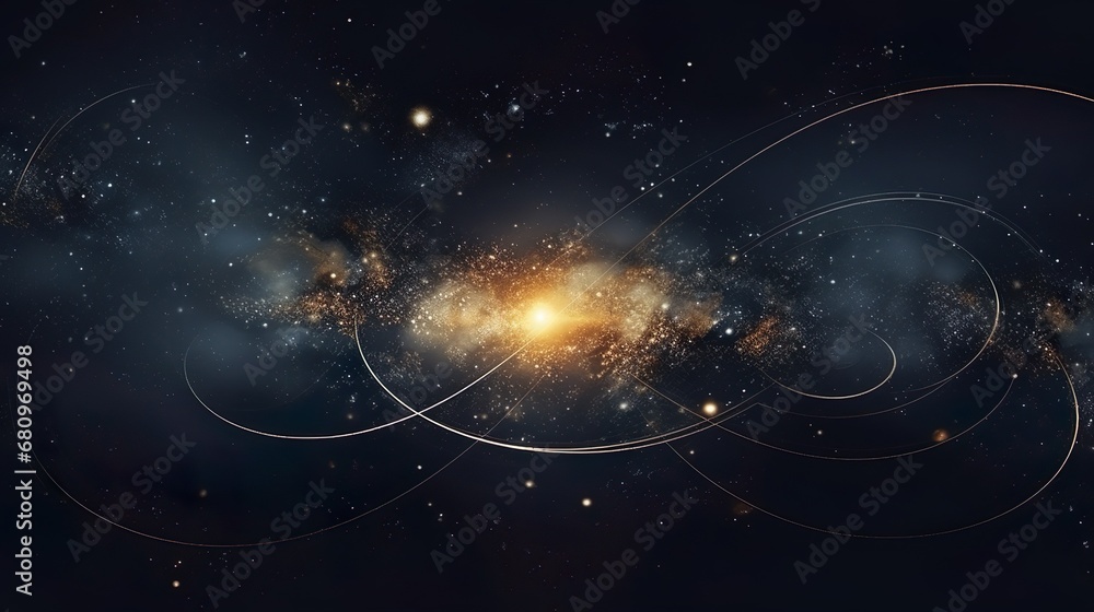 cosmic background with golden glitter dark blue sky, galaxy, universe - obrazy, fototapety, plakaty 