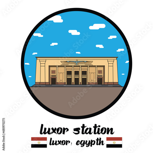 Circle Icon line Luxor Station. vector illustration