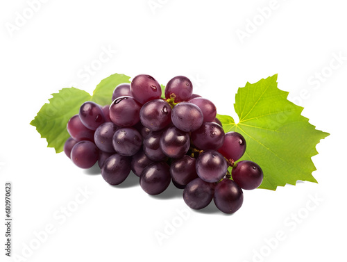 Red grapes isolated on transparent or white background, png