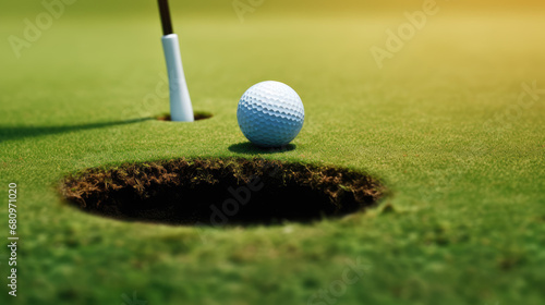 Ball Falls into Hole After Successful Putt