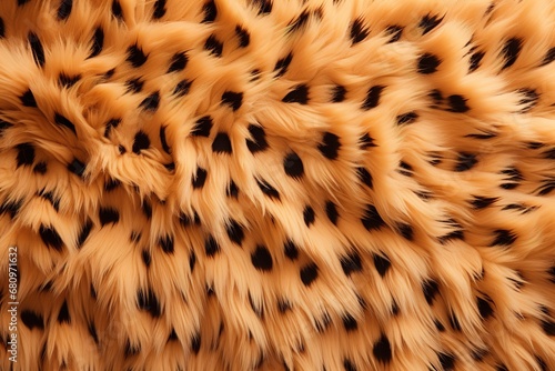Abstract orange and black cheetah spots artificial fluffy background. Carpet or rug photo