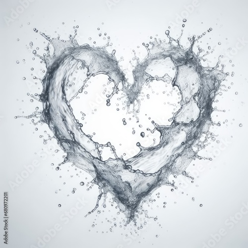 heart of water splash on simple background