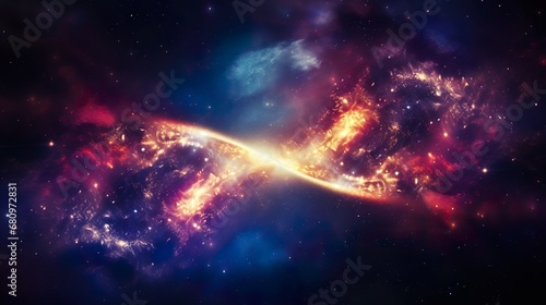 space cosmic background of supernova nebula and stars  glowing mysterious universe