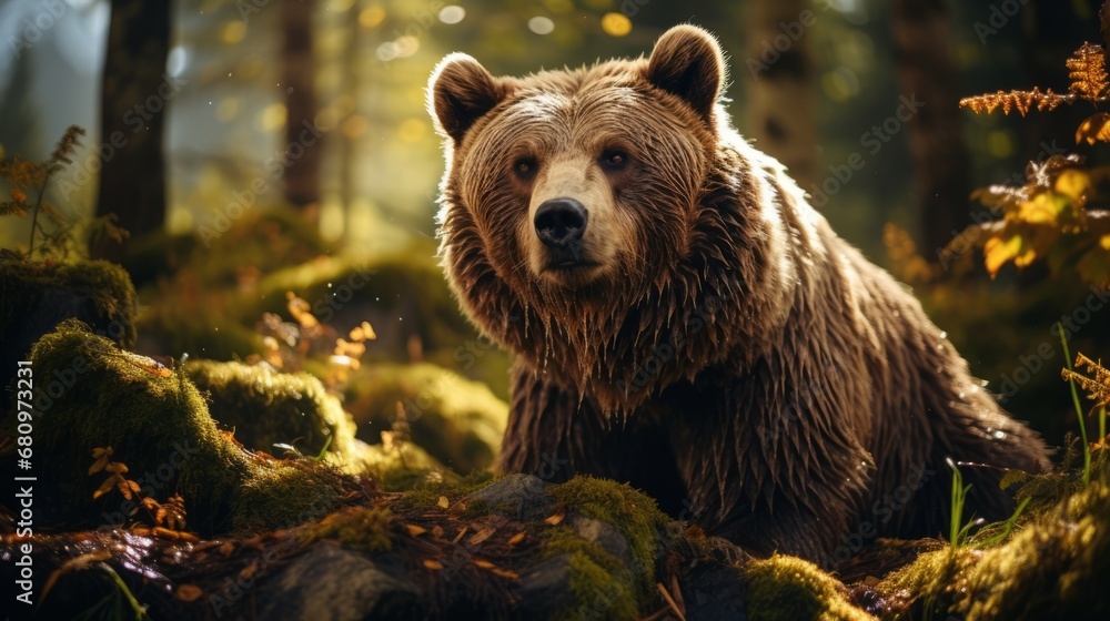 Obraz premium A wild adult Brown Bear Ursus Arctos in a summer