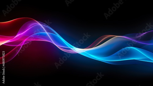 A colorful light wave spectrum artistic beam on a dark background.