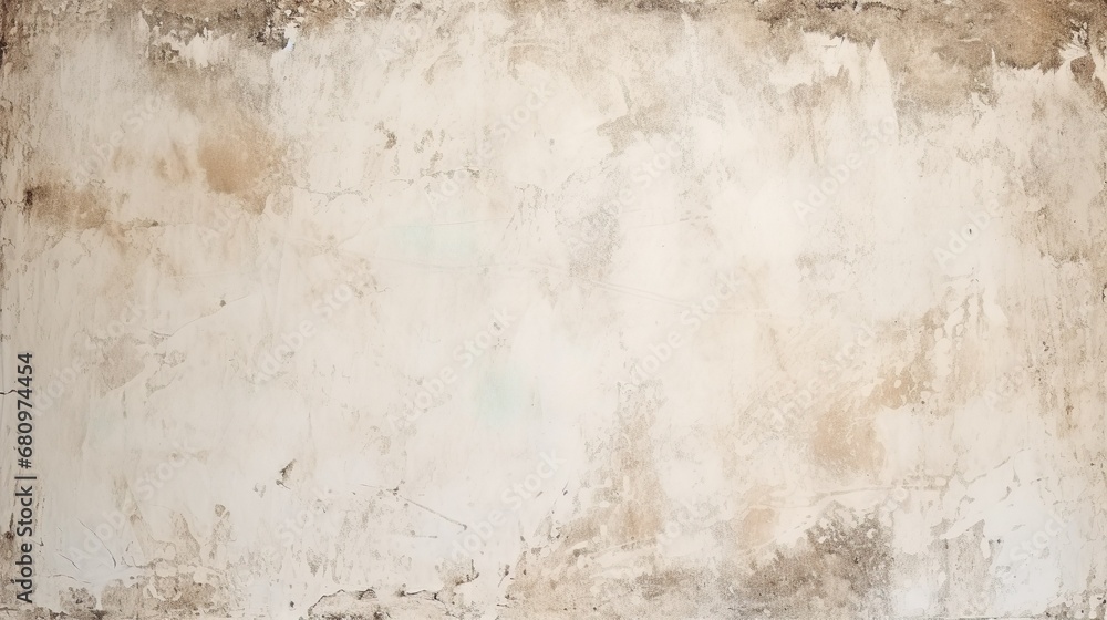 White grunge background texture, old cement wall design with vintage peeling paint and rust spots