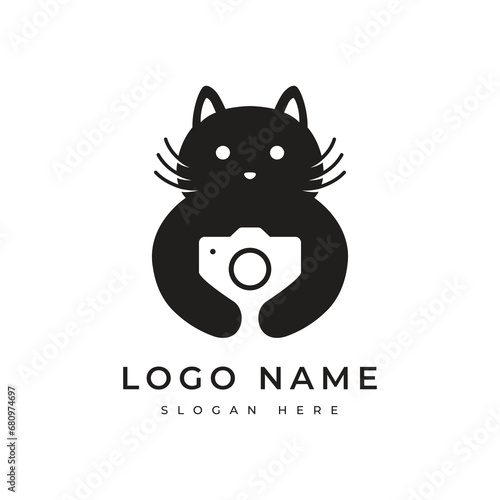 cat camera kitty mammal photograph logo design vector graphic