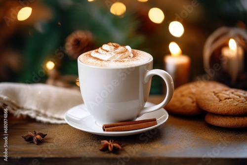 Christmas gingerbread latte adorned with delightful cookie