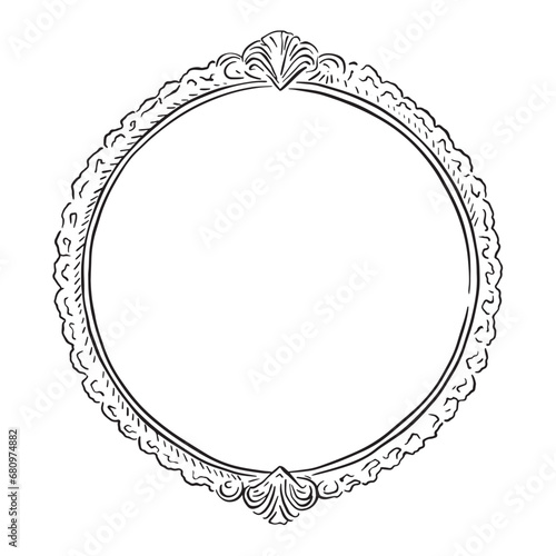 A circular frame inspired by gilt edged frames of the 1800's. Hand drawn in a sketchy style on an iPad pro and Procreate.