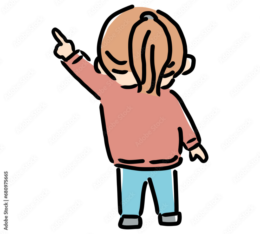 指差しで説明をする女の子の全身イラスト Stock Vector | Adobe Stock
