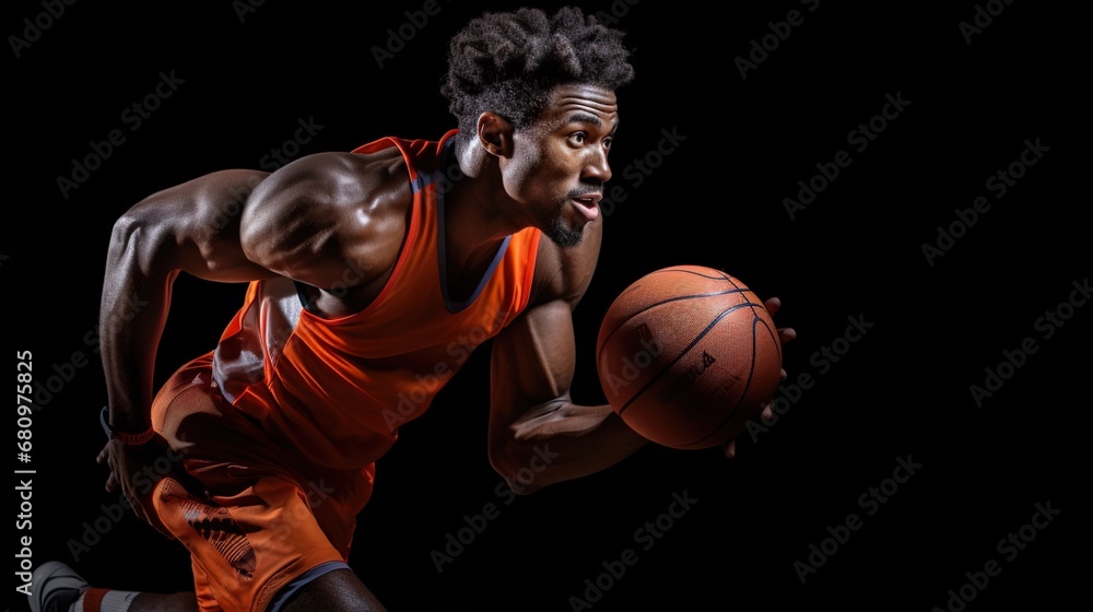 Afro american male basketball player with a ball Afro american male basketball player with a ball