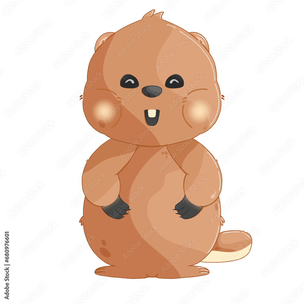 Obraz premium Animal groundhog smile illustration 