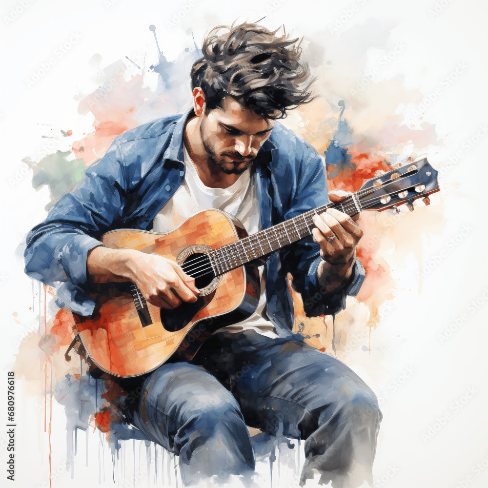 Obraz premium Watercolor Guitar Player