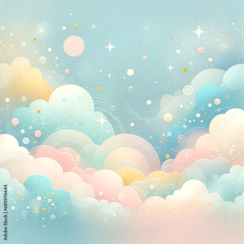 Pastel clouds in fairy tale style, background for children's illustrations