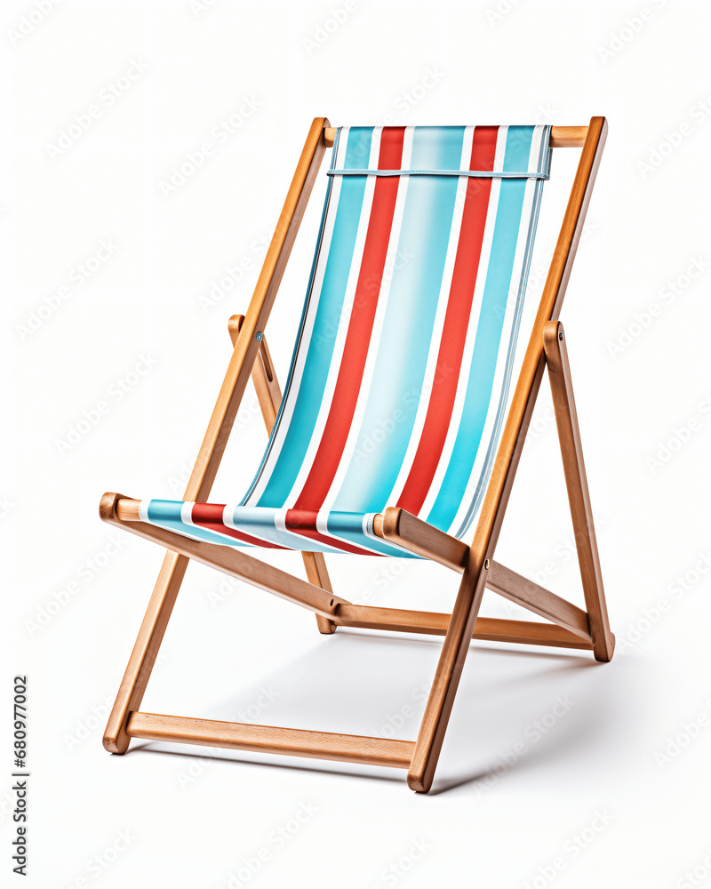 Beach Chair in Summer Setting Isolated on White Background
