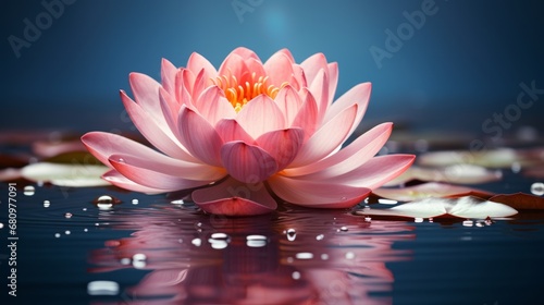 A pink lotus flower blooming isolated on a dark back