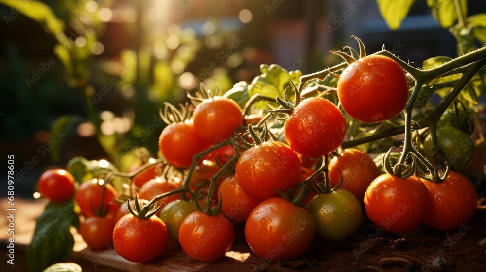 A close-up of a garden teeming with tomato plants