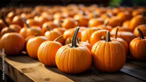 Close-up macro photograph of a group of large pumpki