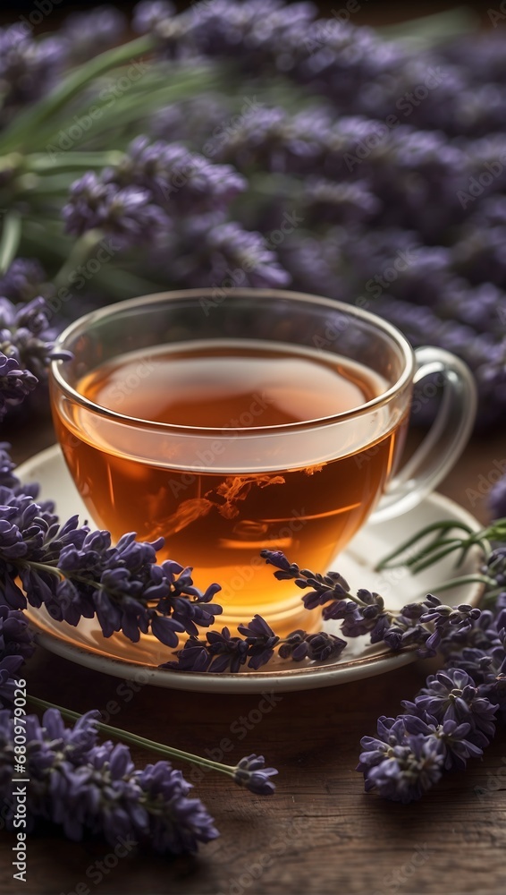 herbal and lavender tea on a wooden table herbal and lavender tea on a wooden table