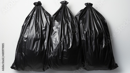 Black garbage bag isolated on a white background