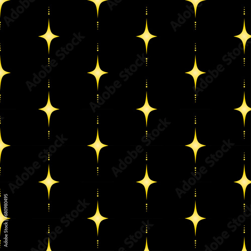 Yellow stars pattern. Black background