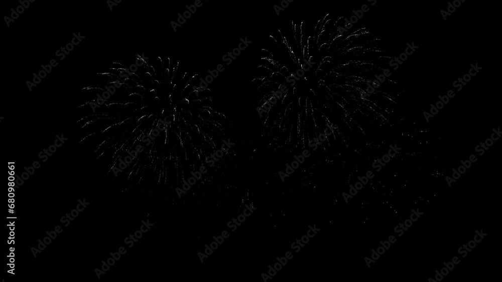 Abstract Firework on black night sky background, 4th of July independence day, New Year eve, Christmas 2024, Diwali Holiday concept. High quality 4k chromakey Cinematic Slow Motion video Abstract Firework on black night sky background, 4th of July independence day, New Year eve, Christmas 2024, Diwali Holiday concept. High quality 4k chromakey Cinematic Slow Motion video