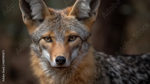 Portrait of a black-backed jackal (Canis mesomelas). Wildlife Concept. Wilderness. photo