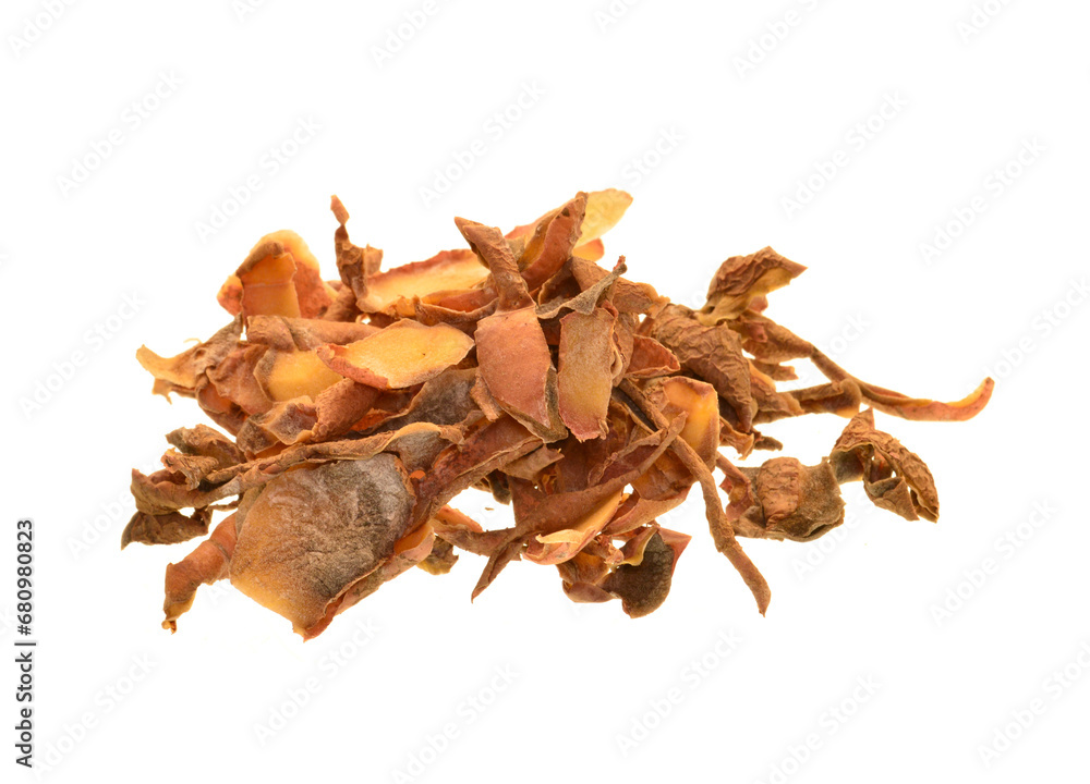 potato peelings isolated on white background potato peelings isolated on white background
