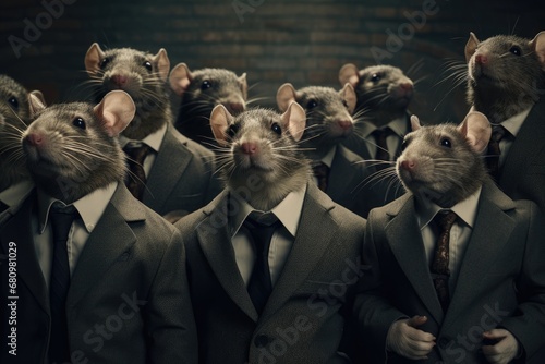 The Mice in Business Attire: A Dapper Gathering of Sartorially Inclined Rodents photo