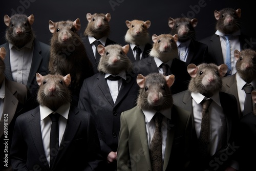 The Dapper Mice of Wall Street: A Classy Gathering of Mice in Formal Attire