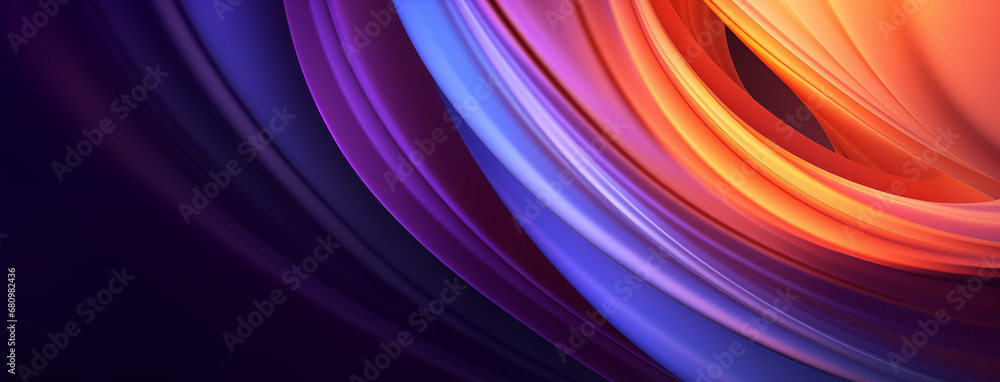 Abstract, spherical object with multiple swirling bands, are colored in a gradient that transitions from blue to purple and then to a warm orange. Modern Trendy Abstract Design Abstract, spherical object with multiple swirling bands, are colored in a gradient that transitions from blue to purple and then to a warm orange. Modern Trendy Abstract Design
