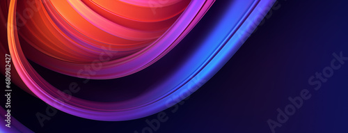 Abstract  spherical object with multiple swirling bands  are colored in a gradient that transitions from blue to purple and then to a warm orange. Modern Trendy Abstract Design