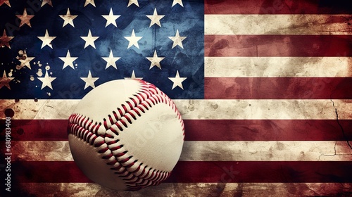 Baseball ball with flag on background series - USA - United States of America