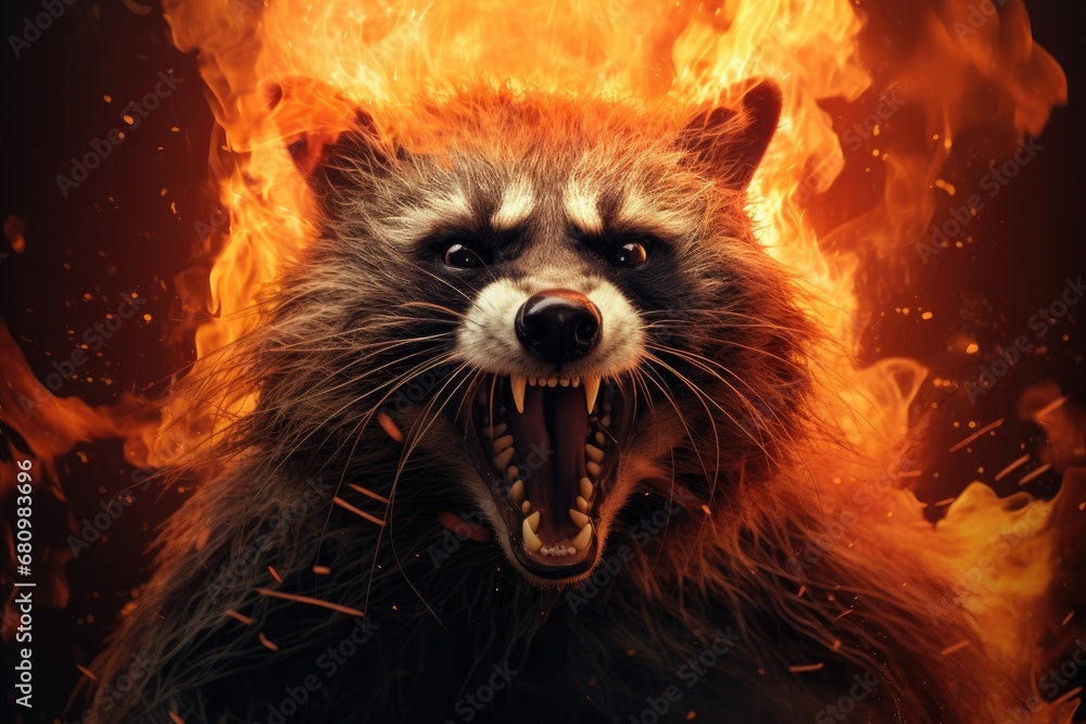 A Fiery Masterpiece: The Blazing Raccoon in Artistic Splendor